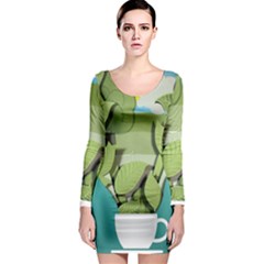 Illustrations Drink Long Sleeve Bodycon Dress