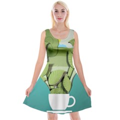 Illustrations Drink Reversible Velvet Sleeveless Dress