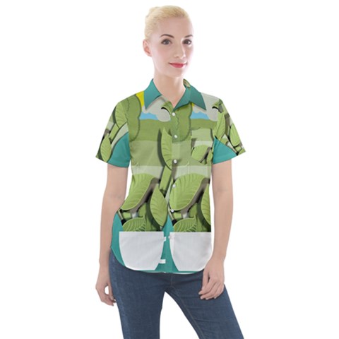 Illustrations Drink Women s Short Sleeve Pocket Shirt by HermanTelo