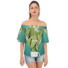 Illustrations Drink Off Shoulder Short Sleeve Top