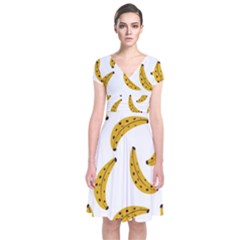 Banana Fruit Yellow Summer Short Sleeve Front Wrap Dress