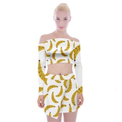 Banana Fruit Yellow Summer Off Shoulder Top With Mini Skirt Set by Mariart