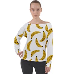 Banana Fruit Yellow Summer Off Shoulder Long Sleeve Velour Top