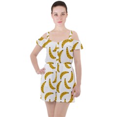 Banana Fruit Yellow Summer Ruffle Cut Out Chiffon Playsuit