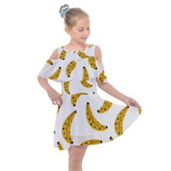 Banana Fruit Yellow Summer Kids  Shoulder Cutout Chiffon Dress