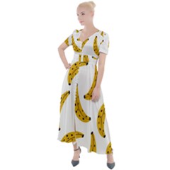 Banana Fruit Yellow Summer Button Up Short Sleeve Maxi Dress