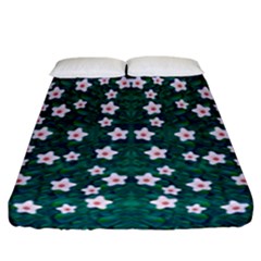 Porcelain Flowers  On Leaves Fitted Sheet (california King Size) by pepitasart