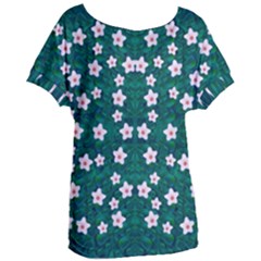 Porcelain Flowers  On Leaves Women s Oversized Tee by pepitasart