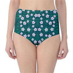 Porcelain Flowers  On Leaves Classic High-waist Bikini Bottoms by pepitasart