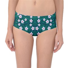 Porcelain Flowers  On Leaves Mid-waist Bikini Bottoms by pepitasart