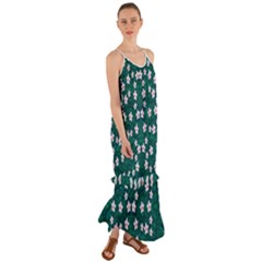 Porcelain Flowers  On Leaves Cami Maxi Ruffle Chiffon Dress by pepitasart