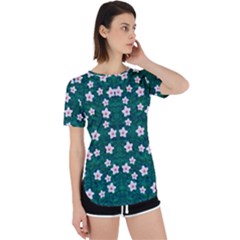 Porcelain Flowers  On Leaves Perpetual Short Sleeve T-shirt