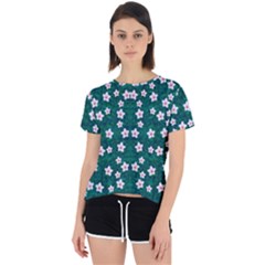 Porcelain Flowers  On Leaves Open Back Sport Tee