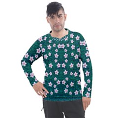 Porcelain Flowers  On Leaves Men s Pique Long Sleeve Tee