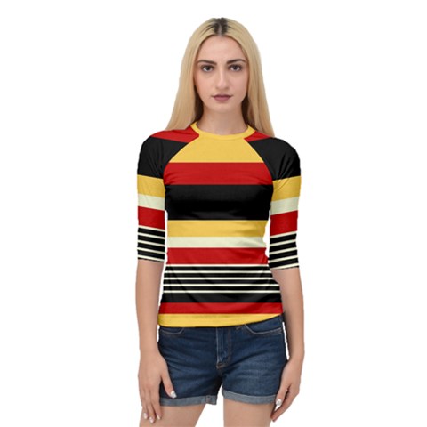 Contrast Yellow With Red Quarter Sleeve Raglan Tee by tmsartbazaar