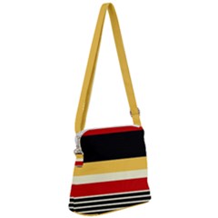 Contrast Yellow With Red Zipper Messenger Bag by tmsartbazaar