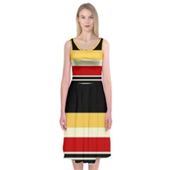 Contrast Yellow With Red Midi Sleeveless Dress by tmsartbazaar