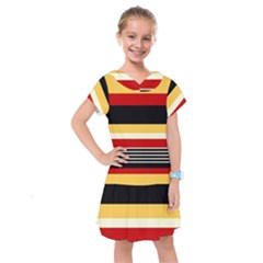 Contrast Yellow With Red Kids  Drop Waist Dress by tmsartbazaar