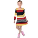 Contrast Yellow With Red Kids  Long Sleeve Velvet Dress View1