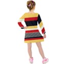 Contrast Yellow With Red Kids  Long Sleeve Velvet Dress View2