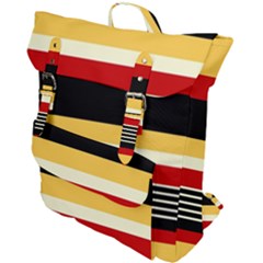 Contrast Yellow With Red Buckle Up Backpack by tmsartbazaar