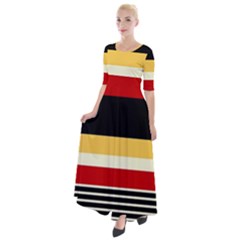 Contrast Yellow With Red Half Sleeves Maxi Dress by tmsartbazaar