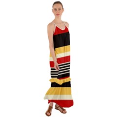 Contrast Yellow With Red Cami Maxi Ruffle Chiffon Dress by tmsartbazaar