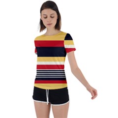 Contrast Yellow With Red Back Circle Cutout Sports Tee by tmsartbazaar