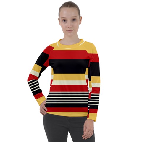 Contrast Yellow With Red Women s Long Sleeve Raglan Tee by tmsartbazaar