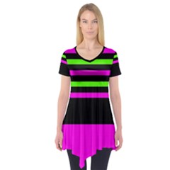 Disco Stripes Short Sleeve Tunic  by tmsartbazaar