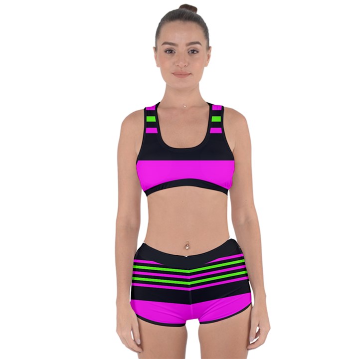 Disco Stripes Racerback Boyleg Bikini Set