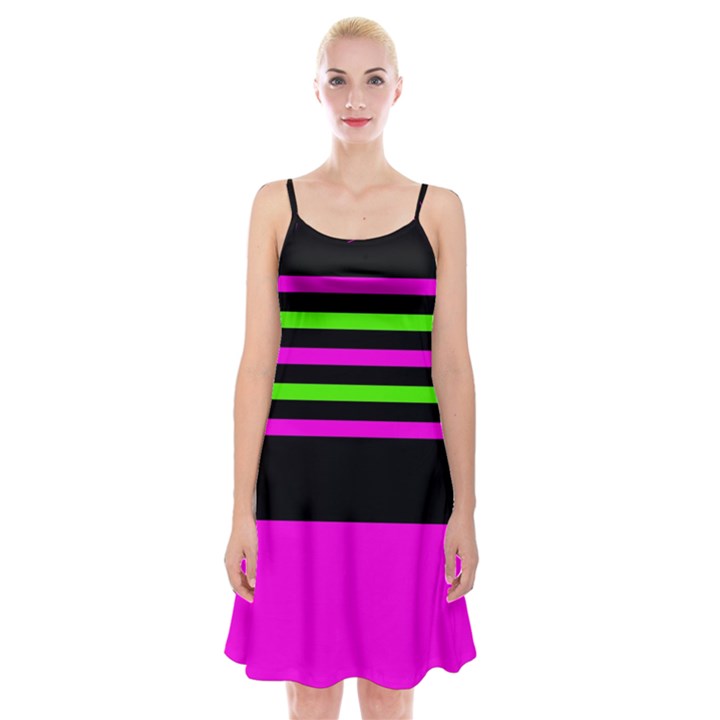 Disco Stripes Spaghetti Strap Velvet Dress