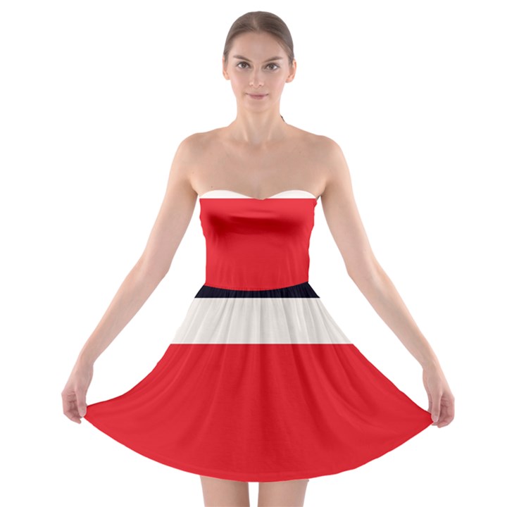 Navy Blue With Red Strapless Bra Top Dress