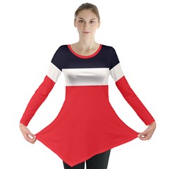 Navy Blue With Red Long Sleeve Tunic  by tmsartbazaar