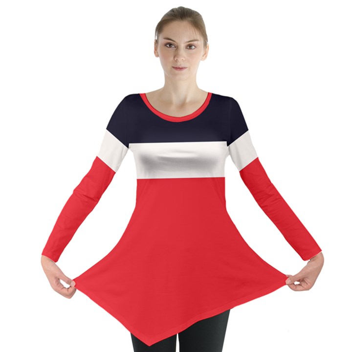 Navy Blue With Red Long Sleeve Tunic 