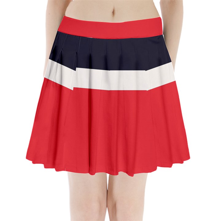 Navy Blue With Red Pleated Mini Skirt