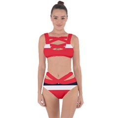 Navy Blue With Red Bandaged Up Bikini Set  by tmsartbazaar