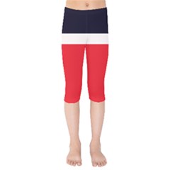 Navy Blue With Red Kids  Capri Leggings  by tmsartbazaar