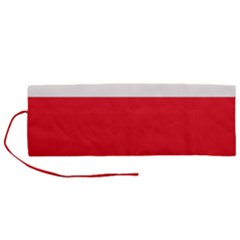 Navy Blue With Red Roll Up Canvas Pencil Holder (m) by tmsartbazaar