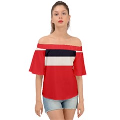 Navy Blue With Red Off Shoulder Short Sleeve Top by tmsartbazaar