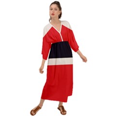 Navy Blue With Red Grecian Style  Maxi Dress by tmsartbazaar