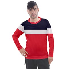 Navy Blue With Red Men s Pique Long Sleeve Tee