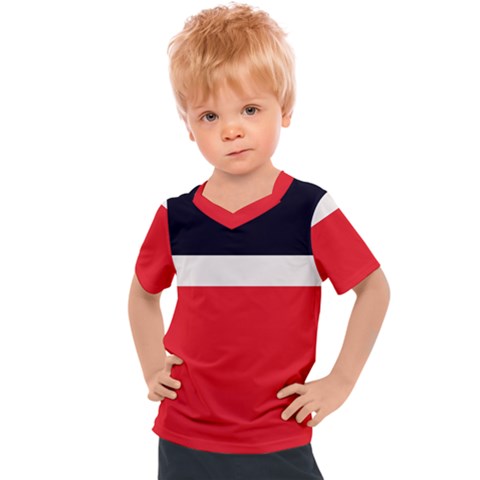 Navy Blue With Red Kids  Sports Tee by tmsartbazaar