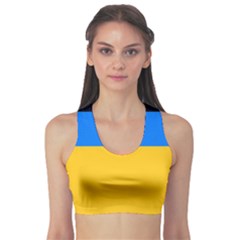 Bright Yellow With Blue Sports Bra by tmsartbazaar