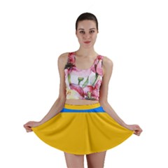 Bright Yellow With Blue Mini Skirt by tmsartbazaar