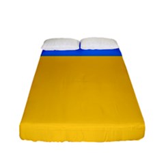 Bright Yellow With Blue Fitted Sheet (full/ Double Size) by tmsartbazaar