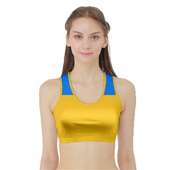 Bright Yellow With Blue Sports Bra With Border by tmsartbazaar