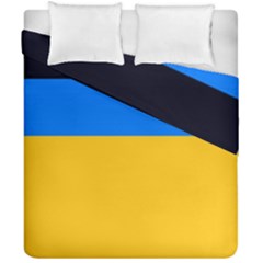 Bright Yellow With Blue Duvet Cover Double Side (california King Size) by tmsartbazaar