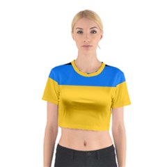 Bright Yellow With Blue Cotton Crop Top by tmsartbazaar