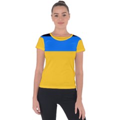 Bright Yellow With Blue Short Sleeve Sports Top  by tmsartbazaar